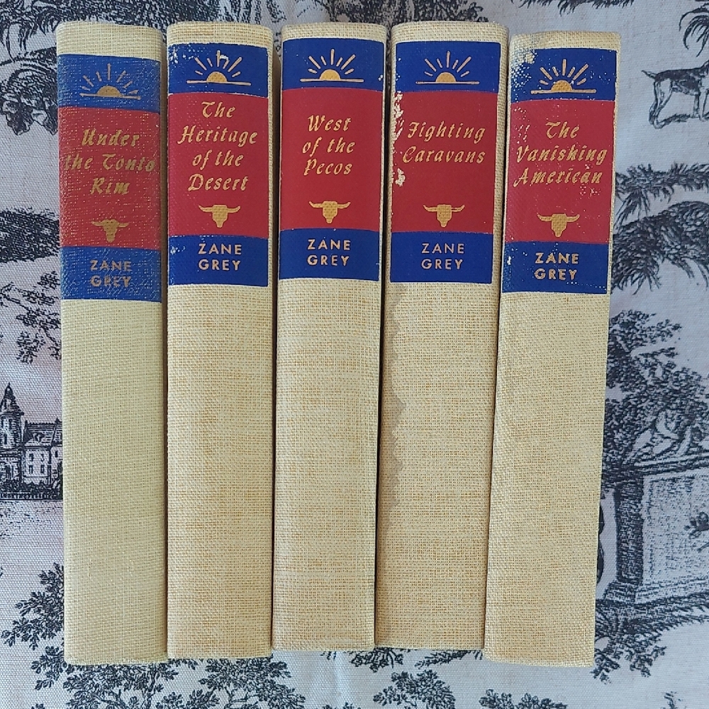5 Zane Grey Classic Book Set - Red and Blue Covers